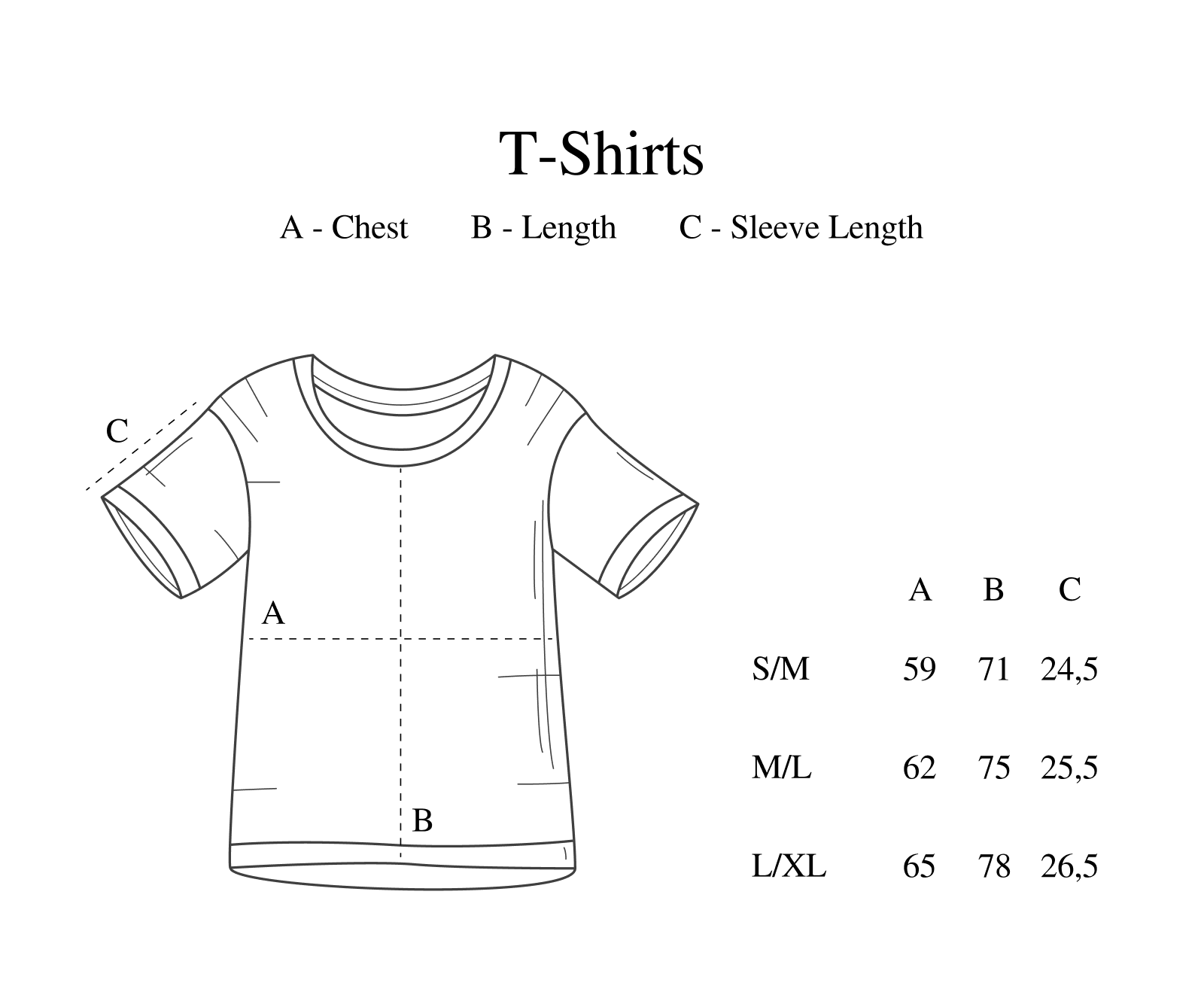 T-Shirts size guide